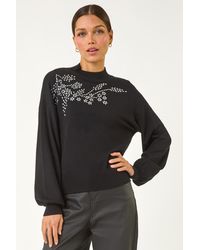 Roman - Floral Hotfix Detail Knit Jumper - Lyst
