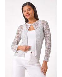 Roman - Shimmer Crochet Knit Shrug - Lyst
