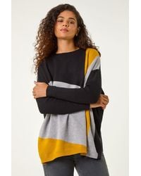 Roman - Colour Block Relaxed Longline Knit - Lyst
