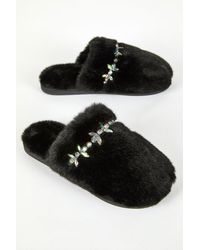 Roman - Embellished Fur Mule Slipper - Lyst