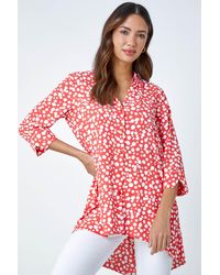 Roman - Spot Print Dipped Hem Shirt - Lyst