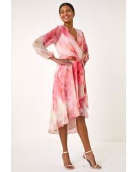 Roman - Ruffle Shimmer Midi Dress - Lyst