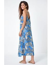 Roman - Tropical Leaf Print Midi Dress - Lyst