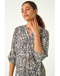 Roman - Animal Print Stretch Burnout Top - Lyst
