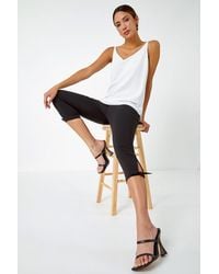 Roman - Elastic Waist Tie Hem Cropped Trousers - Lyst