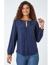 Roman - Tie Neck Glitter Stretch Top - Lyst