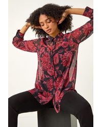 Roman - Floral Longline Button Detail Shirt - Lyst