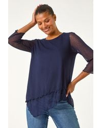 Roman - Animal Print Burnout Asymmetric Top - Lyst