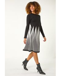 Roman - Contrast Pattern Knitted Dress - Lyst