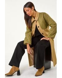 Roman - Contrast Quilted Collar Smart Coat - Lyst