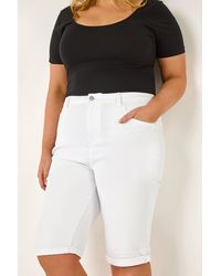 Roman Curve - Stretch Knee Length Denim Shorts - Lyst