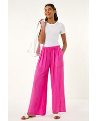 Roman - Cotton Elasticated Waist Wide Leg Trouser - Lyst