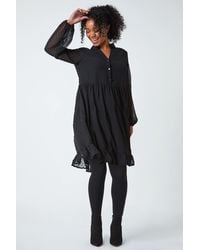 Roman Petite - Textured Spot Chiffon Tiered Dress - Lyst