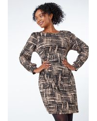 Roman Petite - Abstract Print Fit & Flare Dress - Lyst