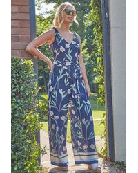 Roman - Floral Border Print Jumpsuit - Lyst