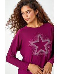 Roman - Embellished Star Print Stretch Top - Lyst