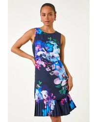 Roman Petite - Floral Print Pleated Hem Shift Dress - Lyst