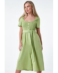 Roman Petite - Shirred Button Detail Culotte Jumpsuit - Lyst