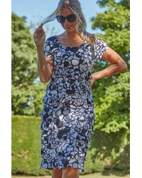Roman - Monochrome Print Frill Tiered Dress - Lyst