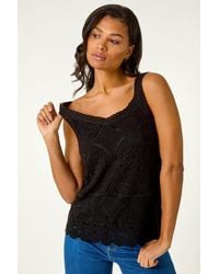 Roman - Cotton Crochet Knit Vest Top - Lyst