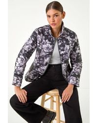 Roman - Floral Print Lightweight Quilted Coat - Lyst