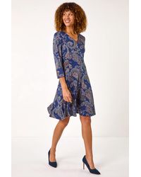 Roman - Paisley Print Panel Dress - Lyst