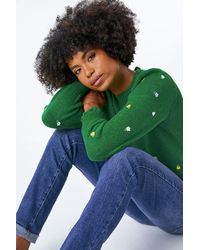Roman - Floral Embroidered Scallop Hem Jumper - Lyst