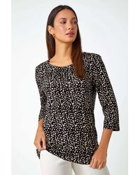 Roman - Cotton Spot Print Pleated Tunic Top - Lyst