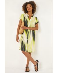 Roman - Abstract Printed Linen Shift Dress - Lyst