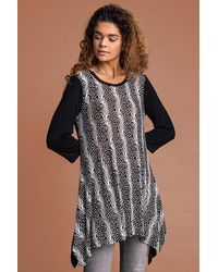 Roman - Abstract Print Hanky Hem Tunic Top - Lyst