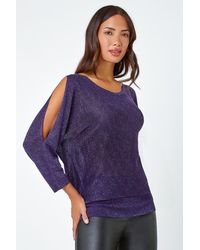 Roman - Glitter Split Sleeve Blouson Jumper - Lyst