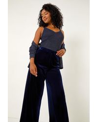 Roman Petite - Wide Leg Velvet Stretch Trouser - Lyst