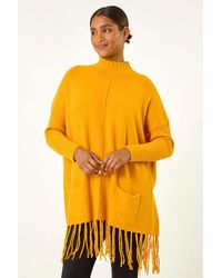 Roman - Pocket Fringe Hem Knit Jumper - Lyst