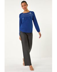 Roman - Sunray Embellished Crew Neck Knit Jumper - Lyst