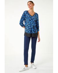 Roman - Animal Print Contrast Border Print Top - Lyst