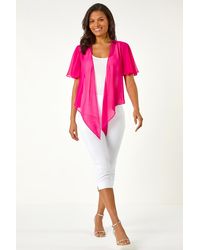 Roman - Chiffon Draped Tie Front Cover Up - Lyst