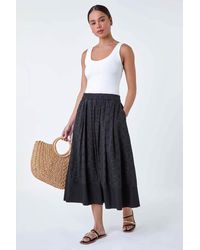 Roman - Petite Cotton Broderie Midi Skirt - Lyst