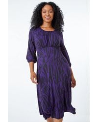 Roman Petite - Animal Print Midi Dress - Lyst