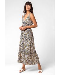 Roman - Ditsy Floral Shirred Waist Midi Dress - Lyst