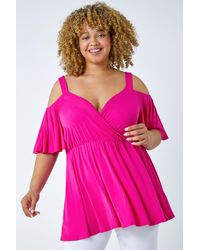 Roman Curve - V-Neck Cold Shoulder Wrap Top - Lyst