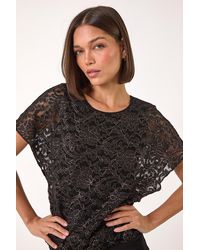 Roman - Metallic Lace Bubble Hem Top - Lyst