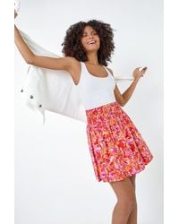 Roman - Dusk Fashion Floral Stretch Shirred Mini Skirt - Lyst