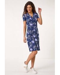 Roman - Floral Puff Print Stretch Tea Dress - Lyst