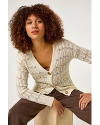 Roman - Stitch Detail Button Through Knit Cardigan - Lyst