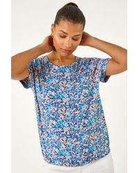 Roman - Floral Print Elasticated Hem Top - Lyst