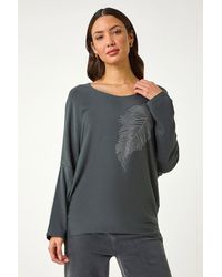Roman - Hotfix Feather Stretch Knit Top - Lyst