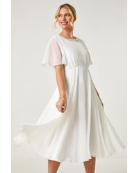 Roman Petite - Trim Neck Short Sleeve Dress - Lyst