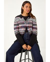 Roman - Pattern Button Detail Hooded Knit Cardigan - Lyst