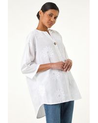 Roman - Cotton Floral Embroidered Tunic Top - Lyst