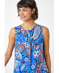 Roman - Paisley Print Button Back Shell Top - Lyst